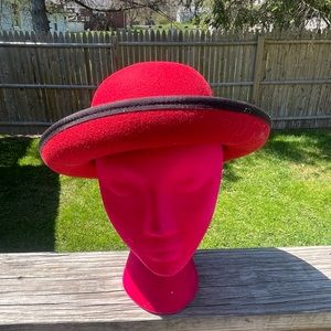 Vintage Felt Hat Red